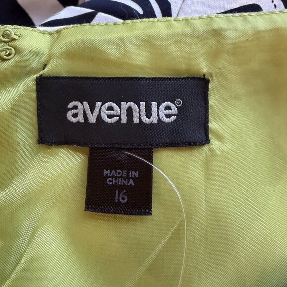 Avenue Navy Blue White Size 16 A Line Dress Office Career Wedding Guest - Picture 7 of 11